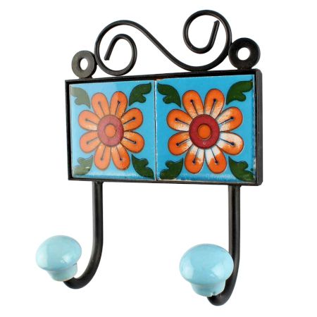 Mustard Sunflower Ceramic Tile Hook